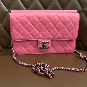 CHANEL Pink Quilted Crossbody Bag